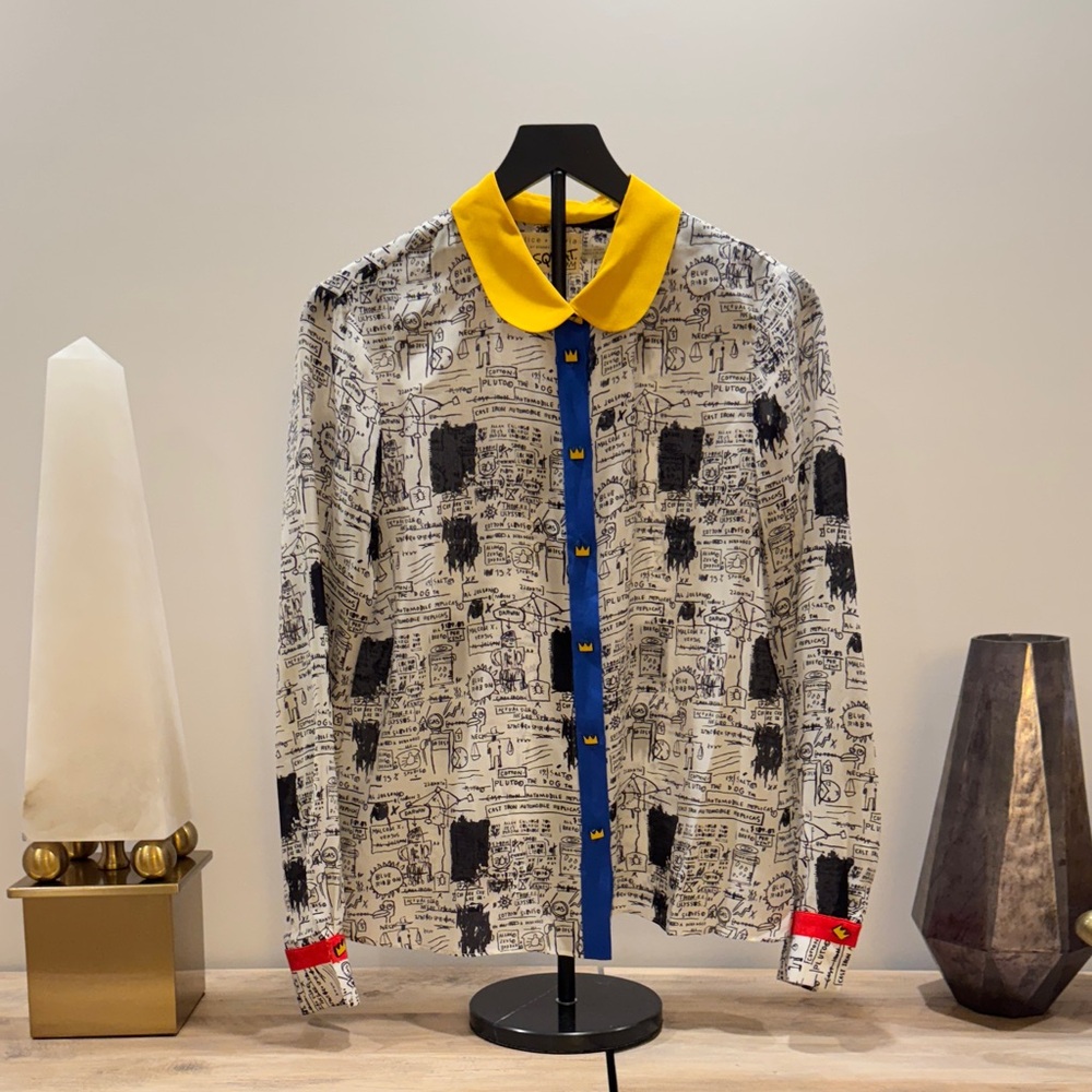 Alice + Olivia Yellow Collar Basquiat Blouse